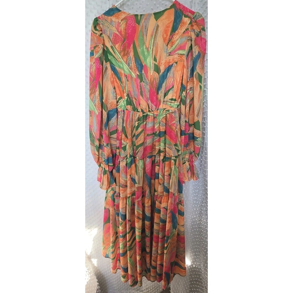 Flying Tomato Floral High Low Maxi Dress Small Vneck Tropical Fun Boho - Picture 6 of 6